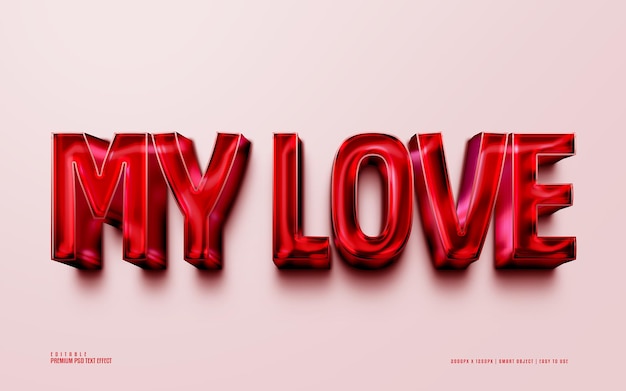 PSD my love premium editable 3d psd text effect