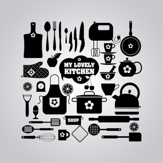 PSD my lovely kitchen vector icon psd