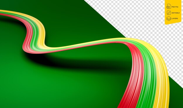 Myanmar burma flag colors ribbon isolated on green background 3d illustration