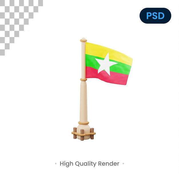 PSD myanmar flag 3d icon