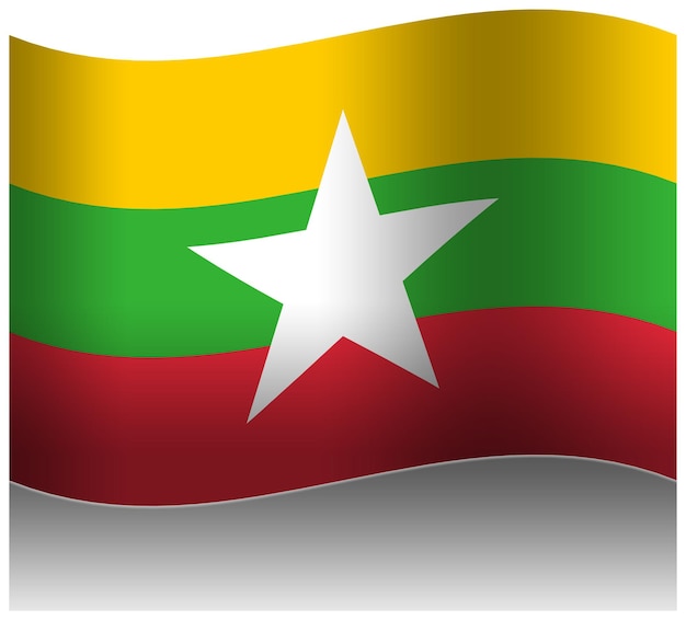 myanmar wave flag 3d