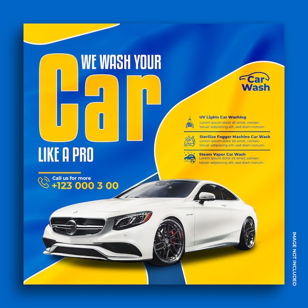PSD myjnia samochodowa baner promocyjny lub post w mediach społecznościowych