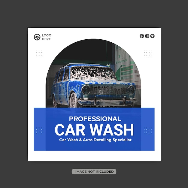 PSD myjnia samochodowa usługi samochodowe projekt postów w mediach społecznościowych lub szablon banera na instagram