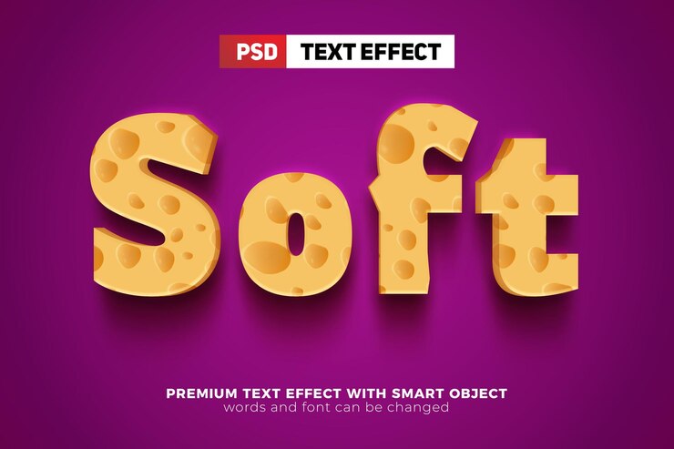 PSD myk ost tegneserie 3d redigerbar teksteffekt mock up