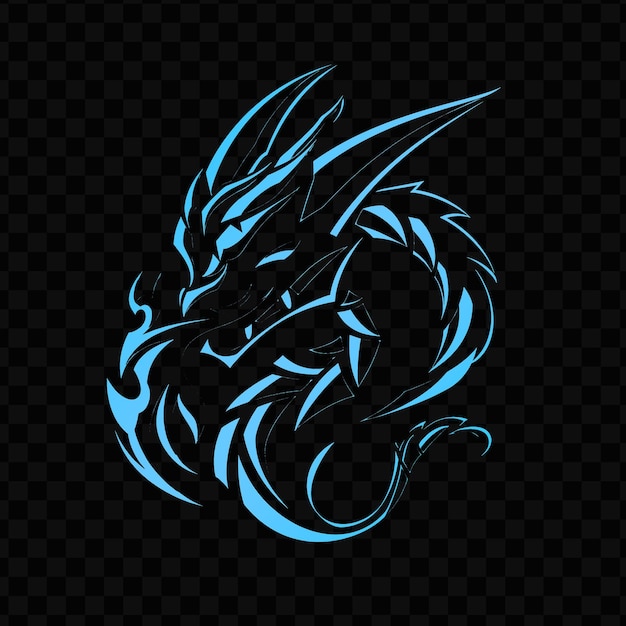 PSD Таинственный логотип талисмана дракона с огненным дыханием и шкалами psd векторная футболка татуировки чернила