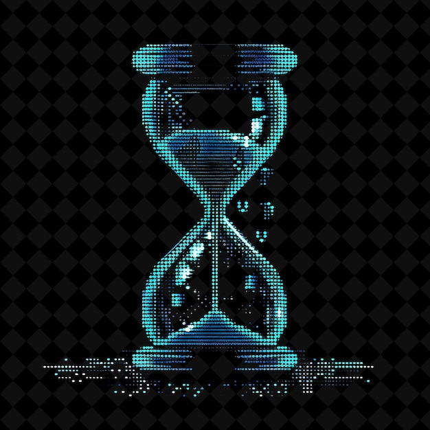 PSD mysterious hourglass 8 bit pixel with sand and clocks with a y2k shape neon color art collections