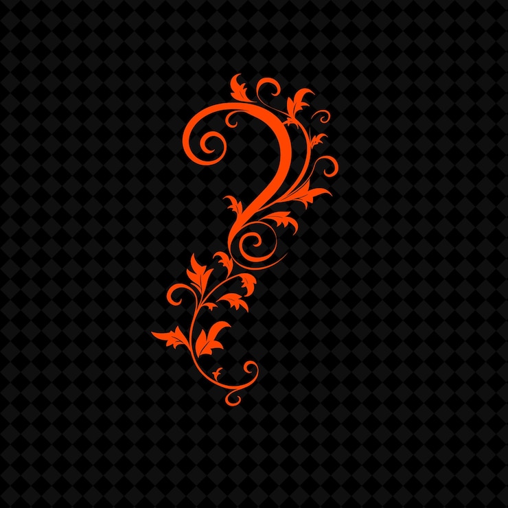 PSD mysterious ivy question mark logo with decorative curves and creative plant vector designs