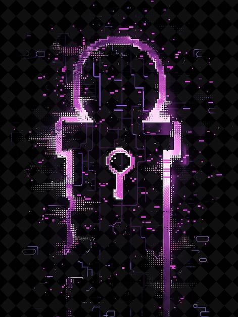 PSD mysterious keyhole 8 bit pixel met sloten en geheime deuren w y2k shape neon color art collections