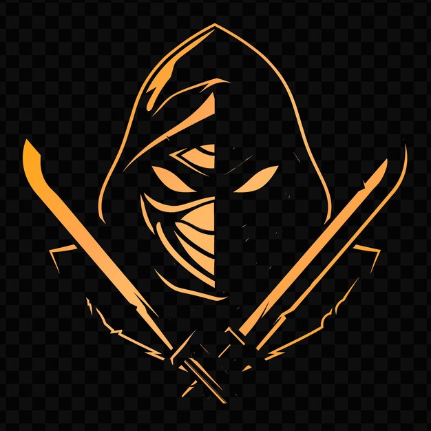 Mysterious ninja mascot logo with a mask and a sword designe psd vector tshirt tattoo ink art