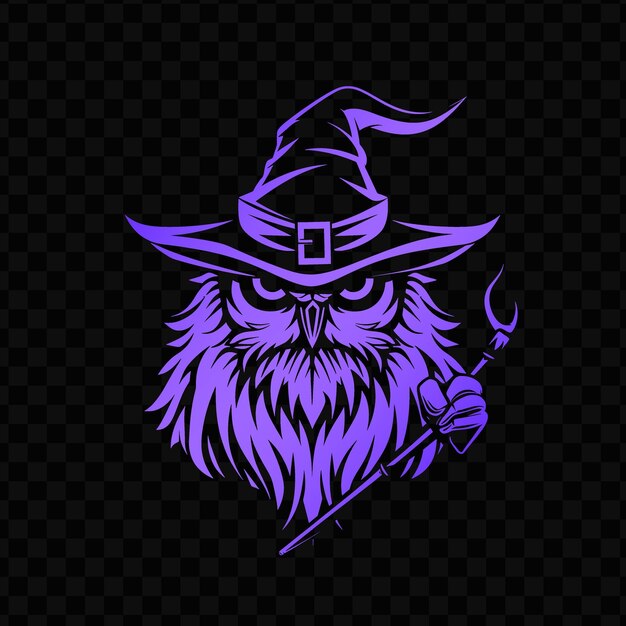 PSD mysterious owl animal mascot logo with wizard hat and wand d psd vector tshirt tattoo ink art