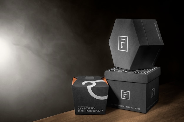 PSD mystery box packaging mockup