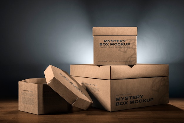 Mystery box packaging mockup