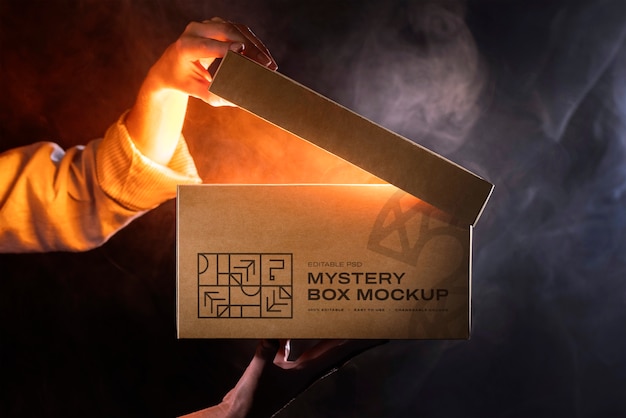 Mockup di imballaggio della scatola misteriosa