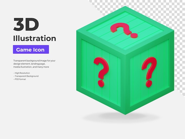 PSD mystery crate box game icon 3d illustration
