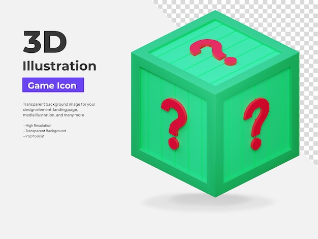 PSD ミステリークレートボックスゲームアイコン3dイラスト