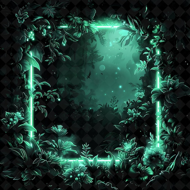 PSD mystic forest arcane ramy z zaklętymi stworzeniami surrou neon color frame y2k art collection