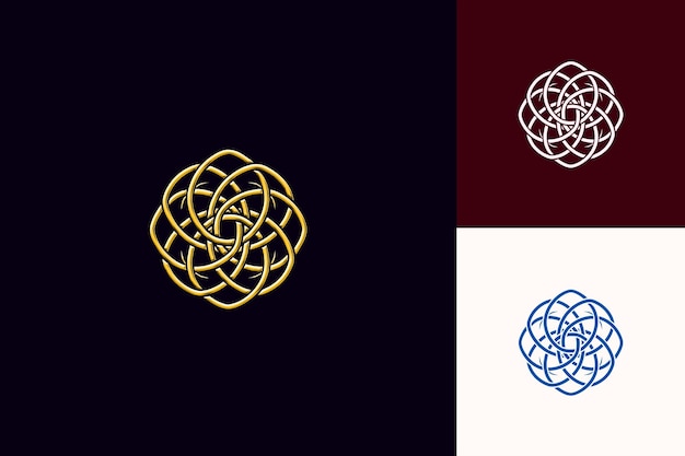 PSD mystical celtic knot logo met verweven patronen en een t creatieve abstracte vectorontwerpen