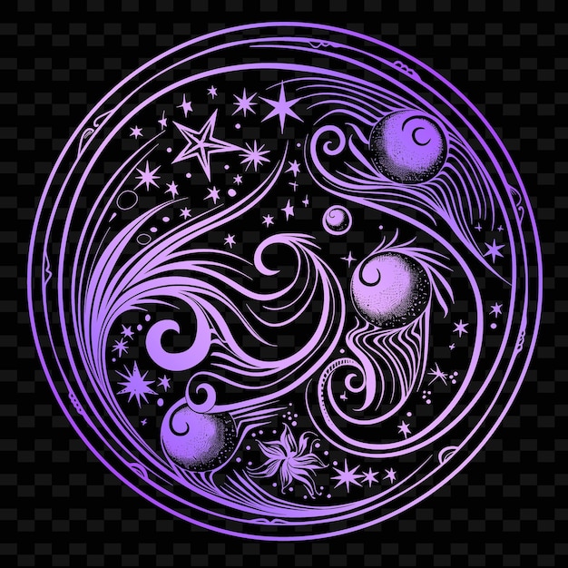 Mystical crystal ball folk art met swirl pattern en star d illustration decor motifs collection