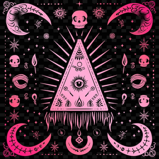 PSD mystical ouija board folk art with planchette pattern and sp illustration decor motifs collection