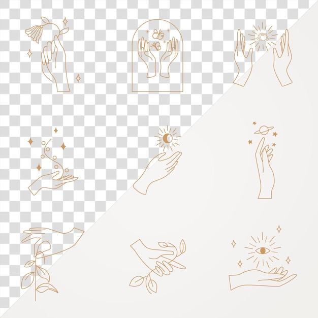Mystical png esthetische logo elementen set