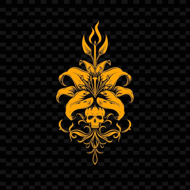 PSD logo dell'emblema del giglio tigre mistico con decorazione creative vector design of nature collection