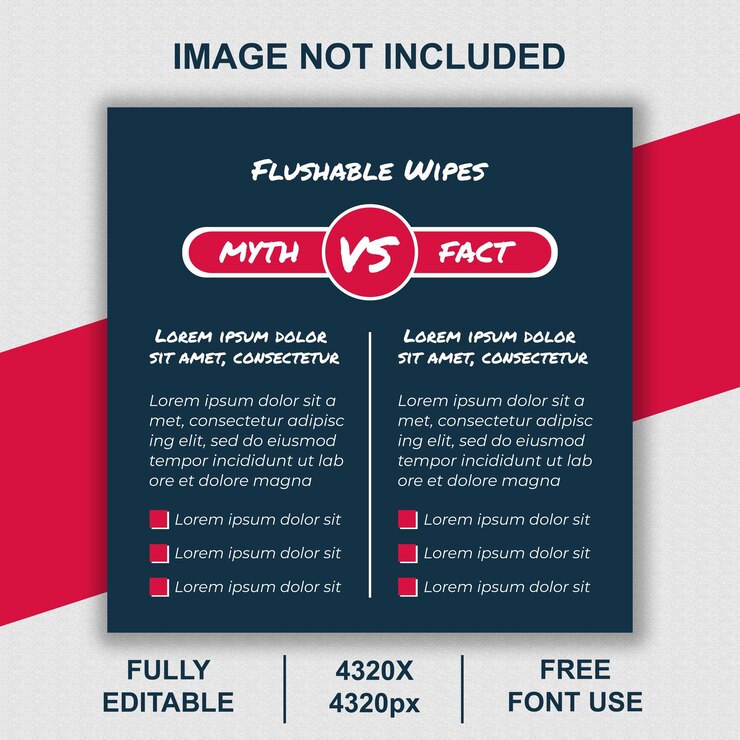 PSD myth vs fact flushable wipes infographic