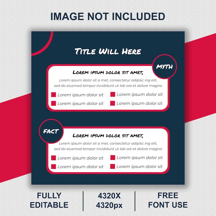 PSD myth vs fact infographic template for social media
