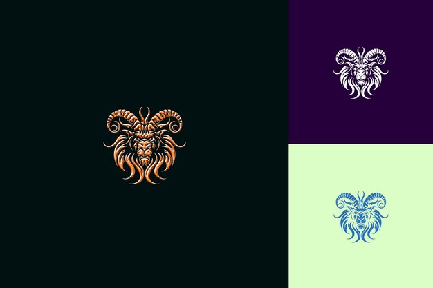 PSD logo mitico di chimera con una capra leone e un serpente per la decorazione di disegni vettoriali astratti creativi