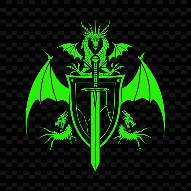 PSD mythical warlord legion emblem met draken en zwaarden voor d creative tribal vector designs