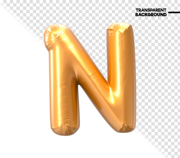 N フォント ゴールド 3D レンダリング