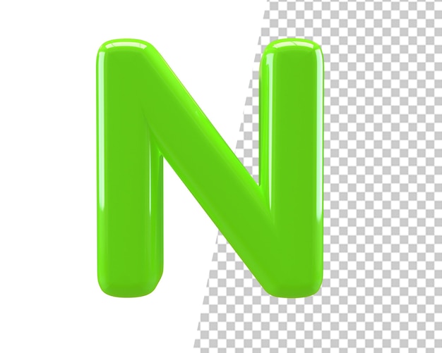 n letter green text 3d render