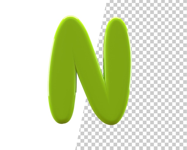 N List Logo Renderowania 3d Zielona Ikona