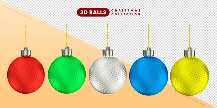 Na białym tle bombki 3d do kompozycji