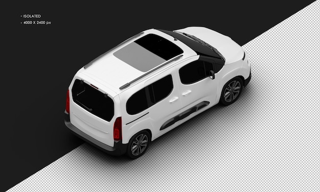 PSD na białym tle realistyczny biały luksusowy elegancki nowoczesny samochód dostawczy z prawego górnego widoku z tyłu