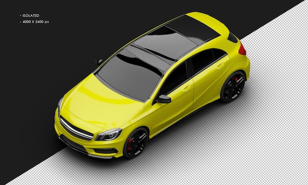 Na Białym Tle Realistyczny Błyszczący Metaliczny żółty Sport Nowoczesny Elegancki Samochód Miejski Z Lewego Górnego Widoku Z Przodu