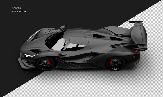 PSD na białym tle realistyczny czarny matowy nowoczesny super sportowy samochód wyścigowy z lewego górnego widoku