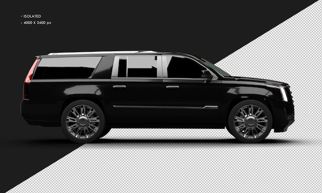 PSD na białym tle realistyczny matowy czarny deluxe elegancki miejski samochód suv z widoku z prawej strony