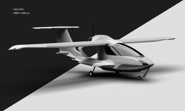 PSD na białym tle realistyczny matowy szary amfibia lekki samolot sportowy samolot z prawego przedniego widoku