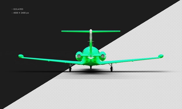 PSD na białym tle realistyczny matowy zielony dwusilnikowy lekki samolot odrzutowy z widoku z tyłu