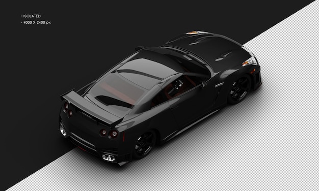 Na Białym Tle Realistyczny Metaliczny Czarny Luksusowy Samochód Wyścigowy Sportowy Z Prawego Górnego Widoku Z Tyłu