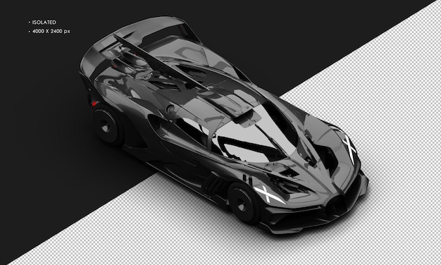 Na Białym Tle Realistyczny Metaliczny Czarny Luksusowy Sedan Nowoczesny Super Sportowy Samochód Z Prawego Górnego Przodu