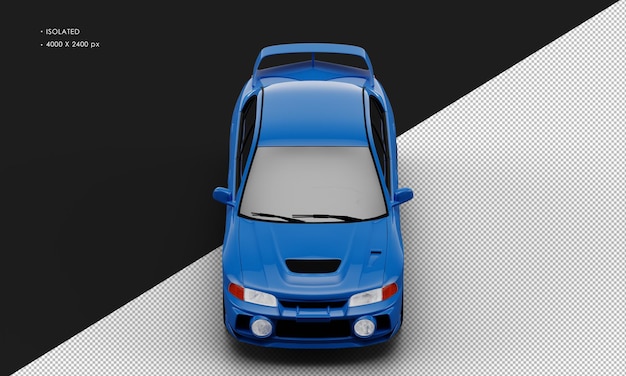 Na Białym Tle Realistyczny Niebieski Sportowy Samochód Wyścigowy Z Widoku Z Przodu Z Góry