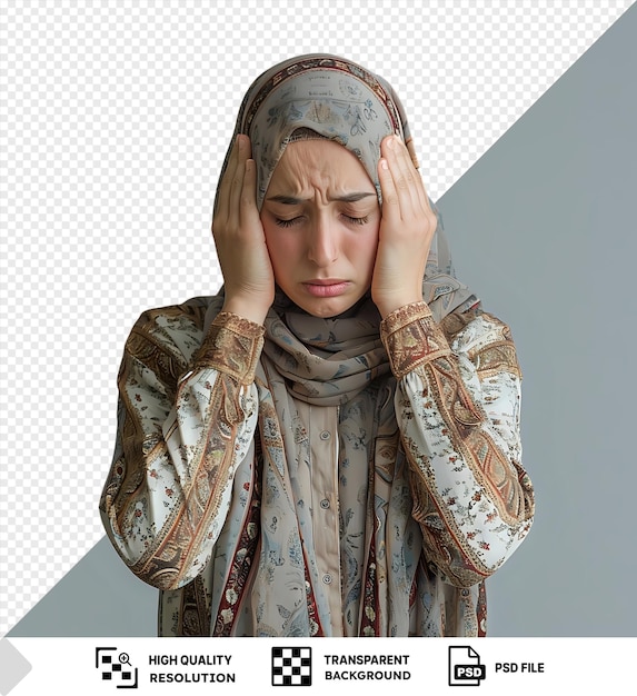PSD na środkach przeciwbólowych przynieś zdjęcie z studia młodej kobiety cierpiącej na ból głowy png psd