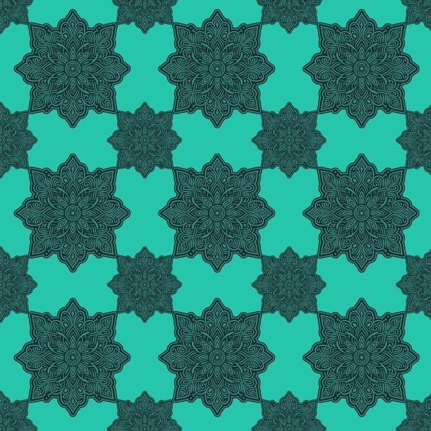 Naadloos Mandala-patroon in teal