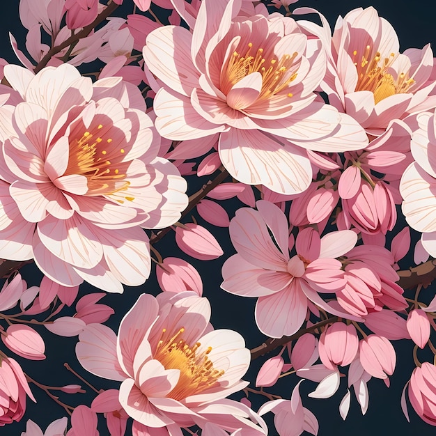 Naadloos patroon van roze kersenbloesem herhaalbare achtergrond van het beeld