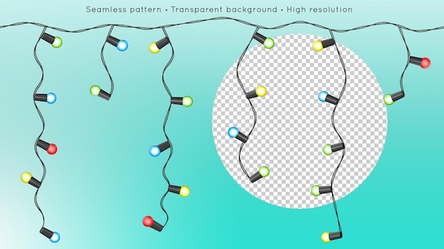 Naadloze elektrische ronde slinger met glans gekleurde bollen op een transparante achtergrond 3d render