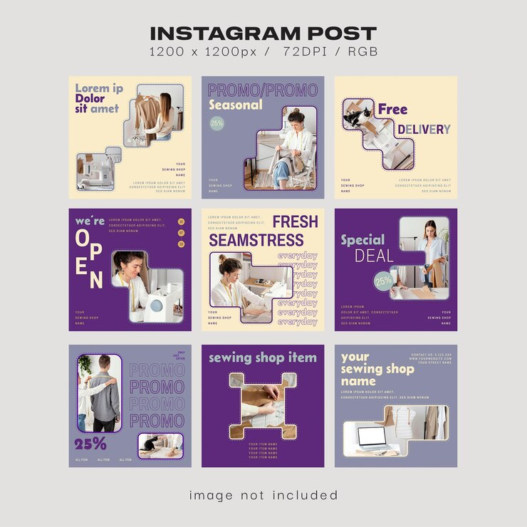 PSD naaldwerkwinkel social media post templates