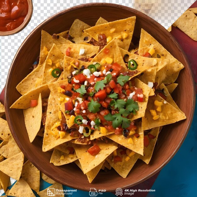 PSD nachos from mexico served in a bowl isolated