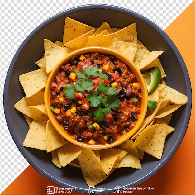 Nachos from mexico served in a bowl isolated