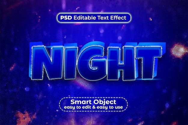 Nacht 3d bewerkbaar teksteffect Premium Psd